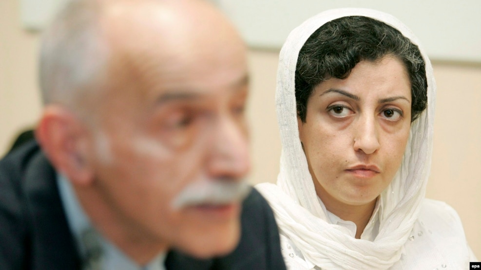 Narges Mohammadi (right) is pictured in 2008. She is currently in Tehran's Evin prison serving a 16-year sentence.