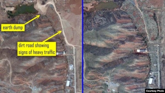 Satellite photograph indicating Iran has been trying to eliminate evidence of a possible nuclear weapons development site at the Parchin military base.