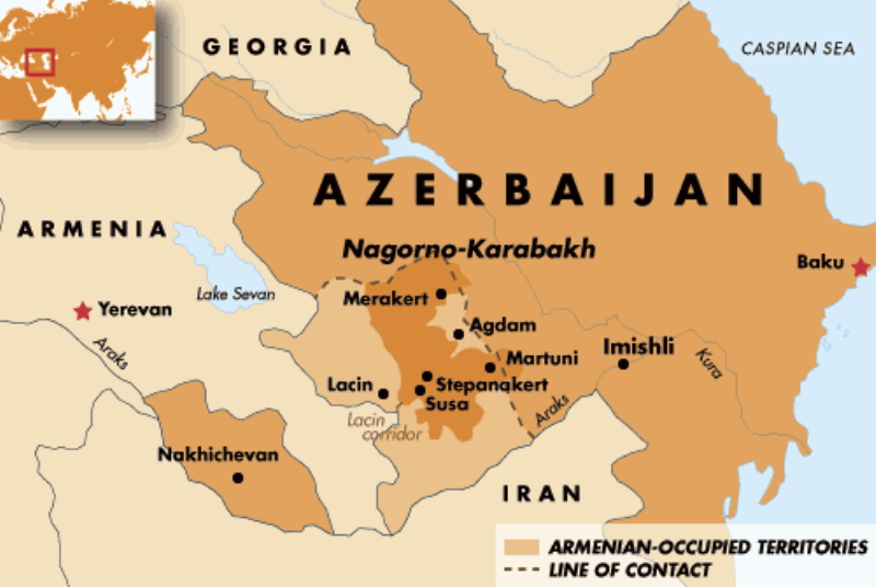 Map of Armenia and Artsakh Nagorno Karabakh in Armenian Map