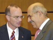U.S. Ambassador Schulte (left) and IAEA head el-Baradei