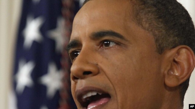 U.S. President Barack Obama delivers a televised address to the nation from the East Room of the White House.
