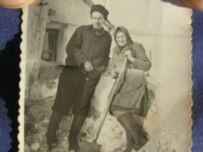 Gunars Resnais (left)with his mother in an undated photo from his Siberian exile (courtesy photo)