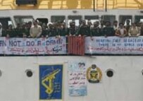 Iranian naval officers observing military exercises in the Persian Gulf earlier this month (Fars)