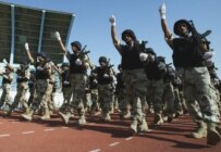 Iraqi soldiers on parade in Samawah in July (epa)