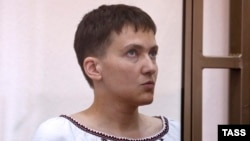Jailed Ukrainian pilot Nadia Savchenko in court during a hearing on March 3.