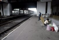 An empty railway platform in Tbilisi on October 3 as service to Russia stopped (epa)