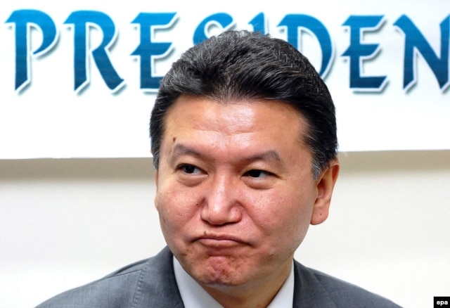 Kirsan Ilyumzhinov, current president of the World Chess Federation (FIDE), at a press conference in India in 2010