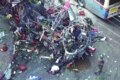 صحنه حمله به انتحاری به اتوبوسی حامل مسافر در اورشلیم. جسد درگذشتگان حادثه هنوز در اتوبوس دیده می شود.