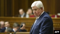 Viktor Shokin, candidate for the prosecutor-general post, speaks during a parlamentary session in Kyiv on February 10.