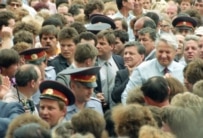 Yeltsin going to vote in Russia's first-ever presidential election in June 1991 (TASS)