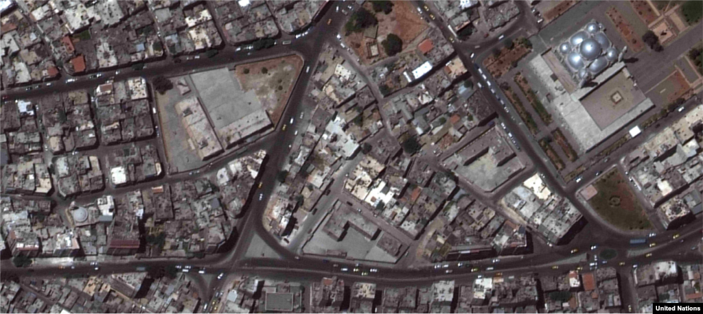 Al-Hamidiyah neighborhood, Homs 2010-2014 The area around the Khalid ibn Al-Walid mosque (pictured top right) has been the target of numerous attacks since the Syrian conflict began. 
