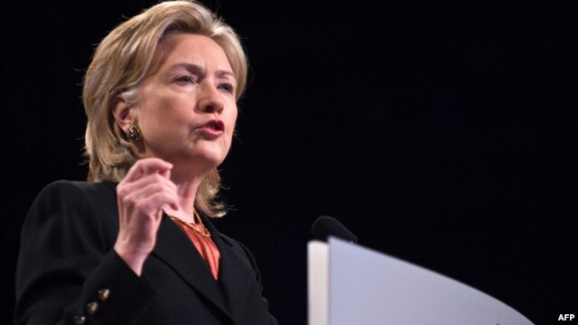 U.S. Secretary of State Hillary Clinton addresses the annual American Israel Public Affairs Committee policy conference in Washington.