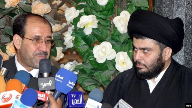 Iraqi Prime Minister Nuri al-Maliki (left) and Shi'ite cleric Muqtada al-Sadr (file photo)