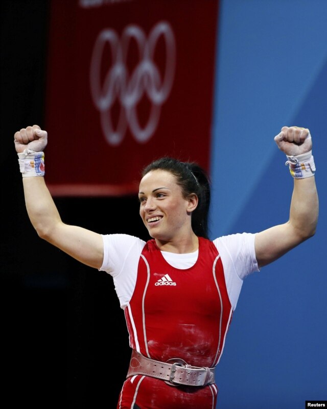 Moldova's Cristina Iovu won bronze in the women's 53-kilogram weightlifting group.