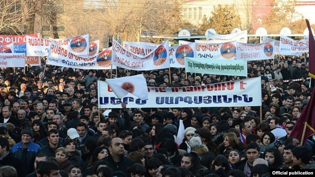 Armenia - President Serzh Sarkisian holds an election campaign rally in Ararat, 4Feb2013.