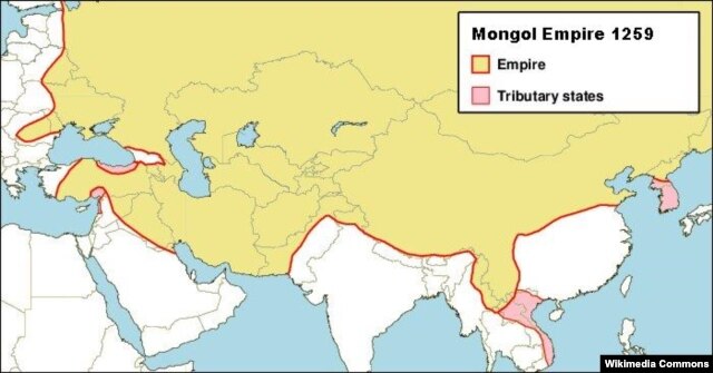 Границы Монгольской империи в 1259 году - в период наивысшего могущества и расцвета