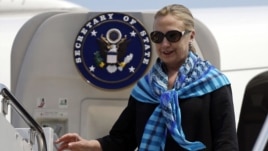 U.S. Secretary of State Hillary Clinton arrives in Singapore.