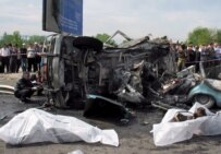 The wreckage of the car in which the Ingush interior minister was killed on May 17 (epa)
