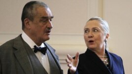 Czech Foreign Minister Karel Schwarzenberg and U.S. Secretary of State Hillary Clinton in Prague