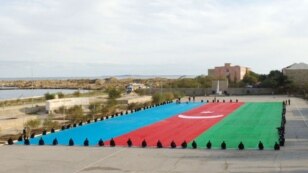 Azerbaijan -- Construction of the National Flag Square, Baku, 27Oct2008
