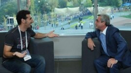 Armenia - Serzh Sarkisian, President of Armenia, meets with world known rock-star Serj Tankian, Yerevan,14Aug,2011