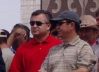 Omurbek Tekebaev (in red shirt; file photo) (RFE/RL)