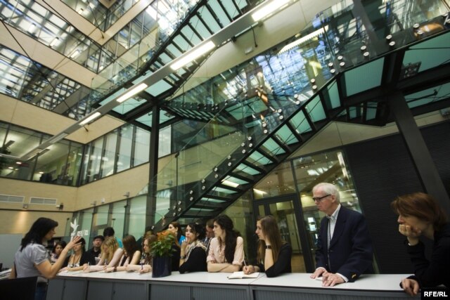 Students from Point Park University visiting RFE/R's headquarters in Prague