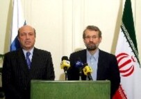 Larijani (right) and Ivanov in Tehran in November (epa)
