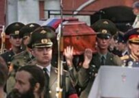Soldiers carry General Denikin's remains to their new resting place
