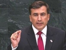 U.S. -- Georgian President Mikheil Saakashvili addresses the 62nd session of the UN General Assembly at the United Nations in New York, 26Sep2007