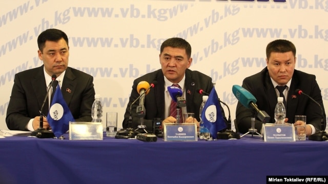 Kyrgyz opposition politicians Kamchybek Tashiev, Sadyr Japarov and Talant Mamytov