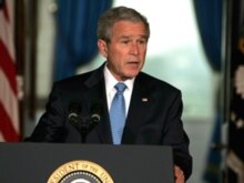 U.S. - U.S. President George W. Bush makes a statement on Iraq in the Cross Hall of the White House, Washington, DC, 10Apr2008