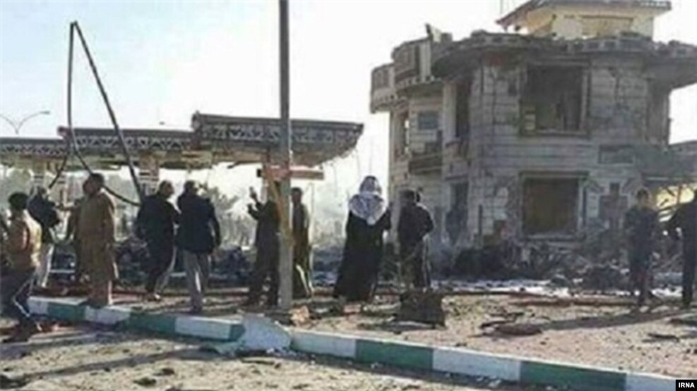 Reports say the suicide bomber detonated his car bomb at a gas station with an adjacent restaurant used by Iranian pilgrims.