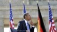 Barack Obama la Poarta Brandenburg înainte să-şi rostească discursul