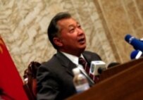 Bakiev speaking at a press conference today in Bishkek