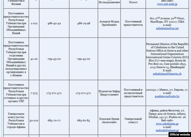 A screen shot of the Foreign Ministry's website