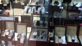 Jewelry in a kiosk outside Moscow's Christ the Savior Cathedral