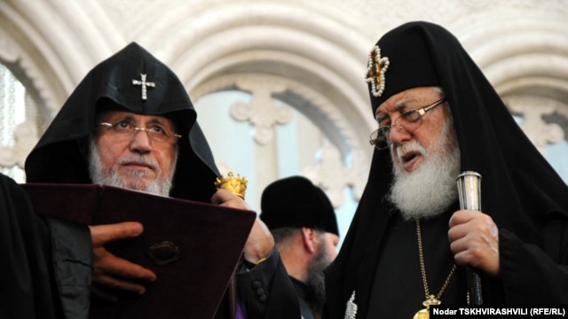 Catholicos of All Armenians Garegin II (left) and Catholicos Patriarch of All Georgia Ilia II