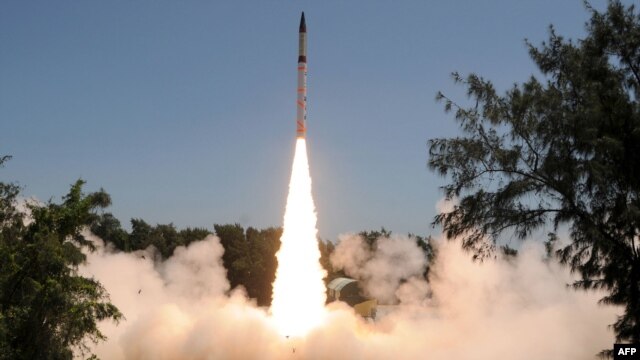 An Agni-IV strategic missile is launched from Wheeler island off the coast of the eastern Indian state of Orissa on September 19. 