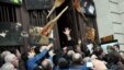Chaos erupted outside Georgia's National Library building as protesters attacked members of President Mikheil Saakashvili's United National Movement, forcing him to appear from the presidential residence on February 8.