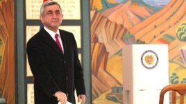Armenia - Serzh Sarkisian, incumbent President, casts his vote at the presidential election in Armenia, Yerevan,18Feb2013