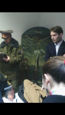 Віктар Марціновіч падчас прэзэнтацыі кнігі "Мова", якая не адбылася, Горадня 23 кастрычніка 2014