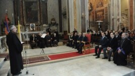Italy - Armenian President Serzh Sarkisian visits the Armenian Catholic church of St. Nicholas in Rome, 12Dec2011.