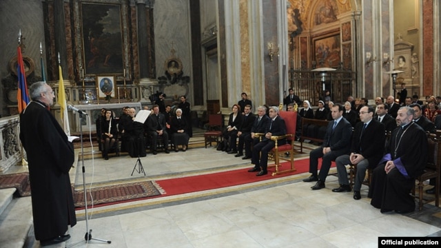 Italy - Armenian President Serzh Sarkisian visits the Armenian Catholic church of St. Nicholas in Rome, 12Dec2011.