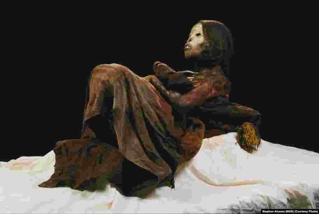 The “Ice Maiden,” the 500-year-old mummy of a young Inca girl found on a Peruvian mountaintop by archaeologist and National Geographic explorer-in-residence Johan Reinhard.