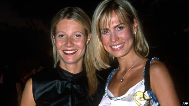 Former Miss Russia Anna Malova (right) with actress Gwyneth Paltrow in New York in 2001, three years after Malova won her crown