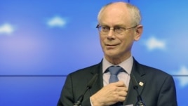 European Council President Herman Van Rompuy holds a news conference after the informal EU leaders summit in Brussels on May 23-24.
