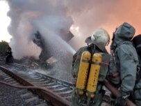 The train went off the tracks near the city of Lviv (epa)