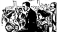 Selma Lagerlöf receives the Nobel Prize in Literature. Illustration from Svenska Dagbladet, 11 December 1909.