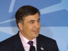 Belgium -- Georgian President Mikheil Saakashvili at NATO headquarters in Brussels, 27Feb2007
